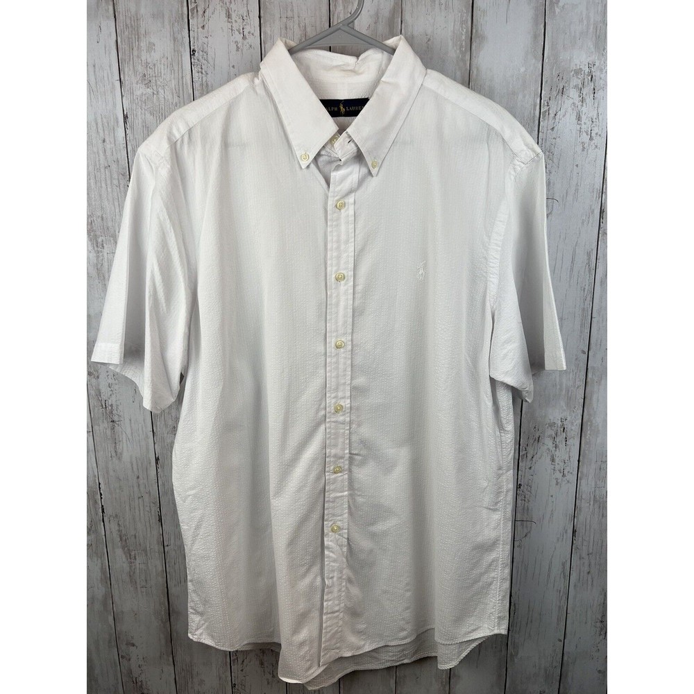 Ralph Lauren Polo Shirt Mens XL White Short Sleeve 100% Cotton
